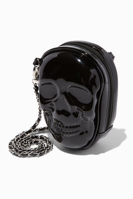 Skull Shaped Black Patent Crossbody Bag from Claire’s