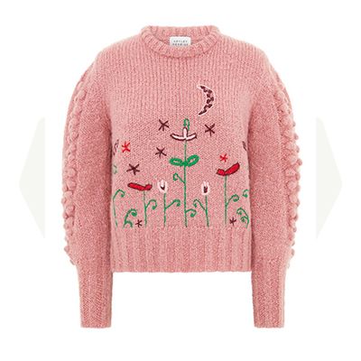 Gloria Embroidered Mohair Rose Jumper from Hayley Menzies