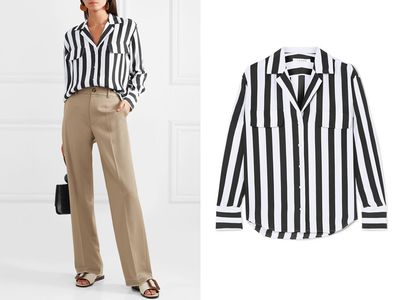 Striped Washed-Silk Shirt from Frame