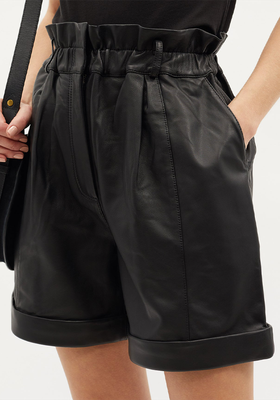 Paperbag-Waist Leather Shorts  from Frame