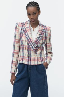 Textured Double-Breasted Blazer