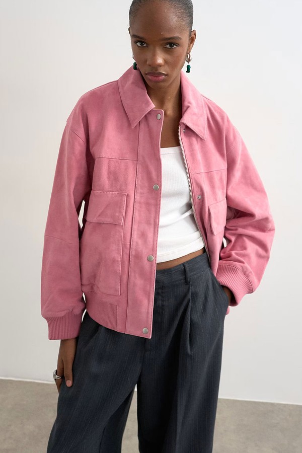 Premium Suede Bomber Jacket from Topshop