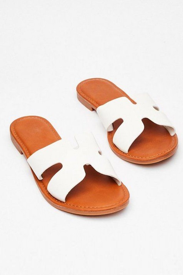 Cut It Out Faux Leather Flat Sandals