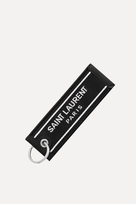 Leather-Trimmed Logo-Jacquard Canvas & Silver-Tone Key Fob from Saint Laurent