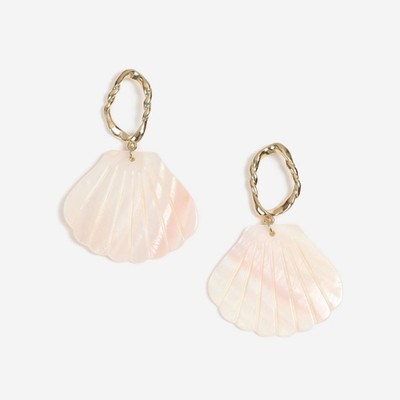 Organic Circle Shell Drop Earrings