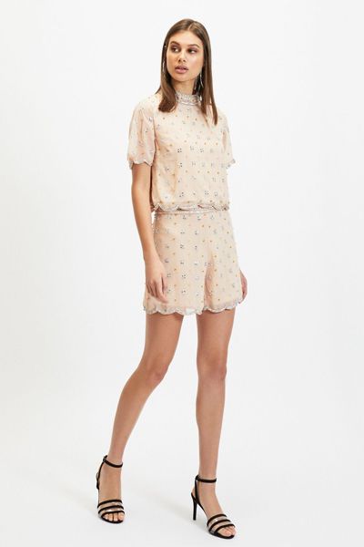 Peach Beaded Scallop Shorts from Miss Selfridge