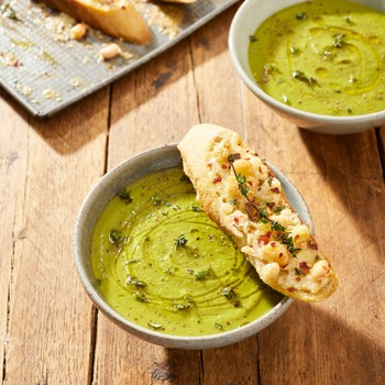 Spring Soup With Cheesy Toast