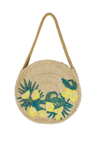 Lemon Round Straw Bag from Monsoon