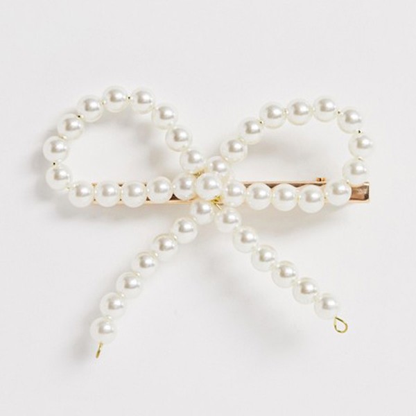 London Faux Pearl Bow Hair Clip from DesignB