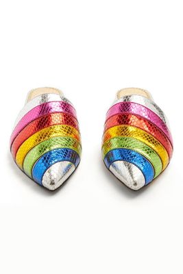 Rainbow Snakeskin Effect Leather Backless Loafers from Charlotte Olympia