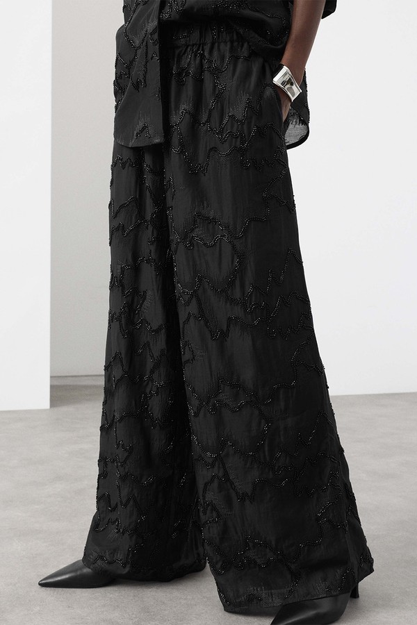Lyocell Rich Beaded Wide Leg Trousers from Autograph