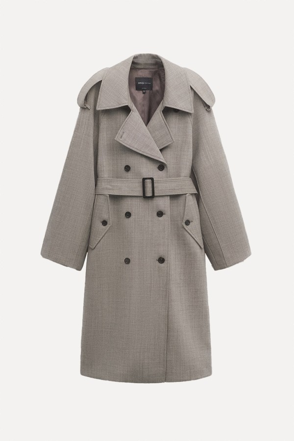 100% Wool Double-Breasted Trench