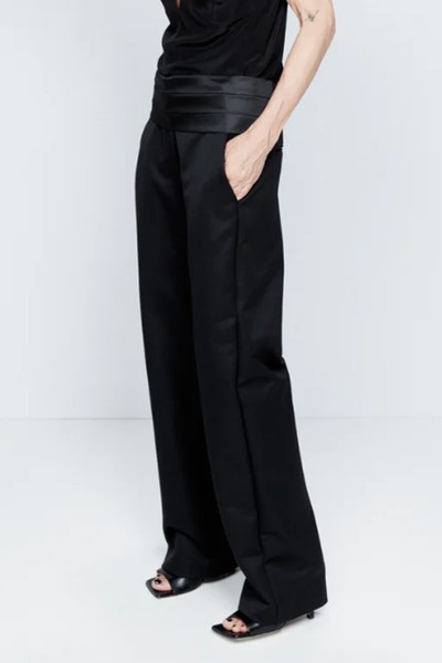 Tuxedo Wool-Blend Wide-Leg Trousers from Raey