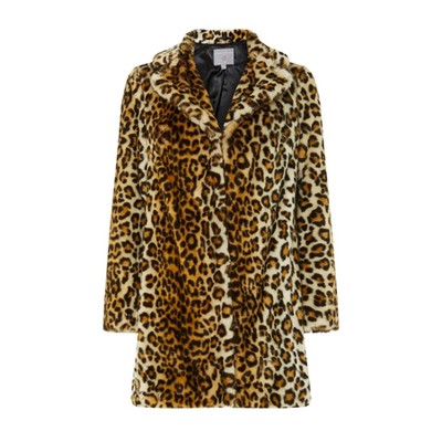 Petite Multi Coloured Animal Print Faux Fur Coat