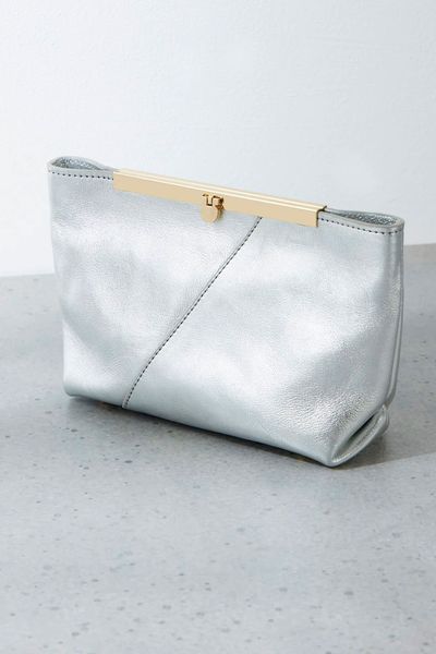 Silver Metallic Clutch Bag