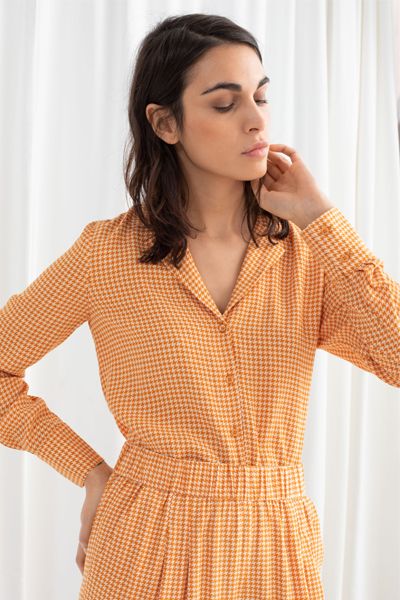 Houndstooth Button Up Blouse from & Other Stories