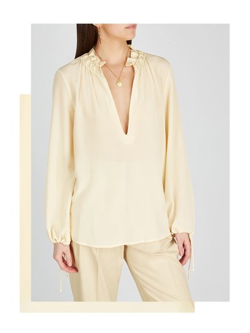 Chesnutt Cream Silk Blouse from By Malene Birger