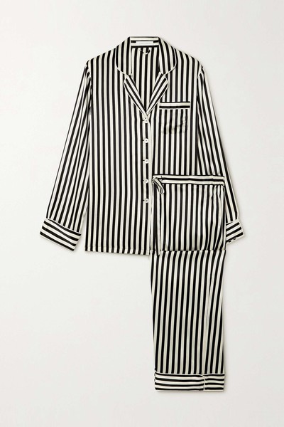 Lila Striped Silk-Satin Pajama Set from Olivia Von Halle