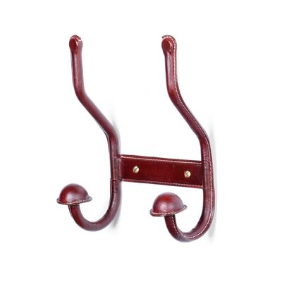 Stitched Leather Double Coat Hook from Rose Uniacke