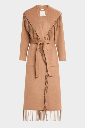 Carrie Belted Fringe Robe Coat from Simkhai