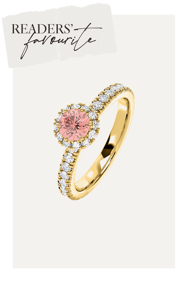 Alessandra Pink Lab Diamond Halo Ring