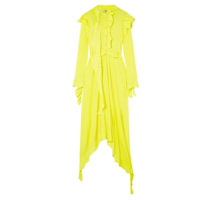 Neon Ruffled Cotton-Jersey Midi Dress from Vetements