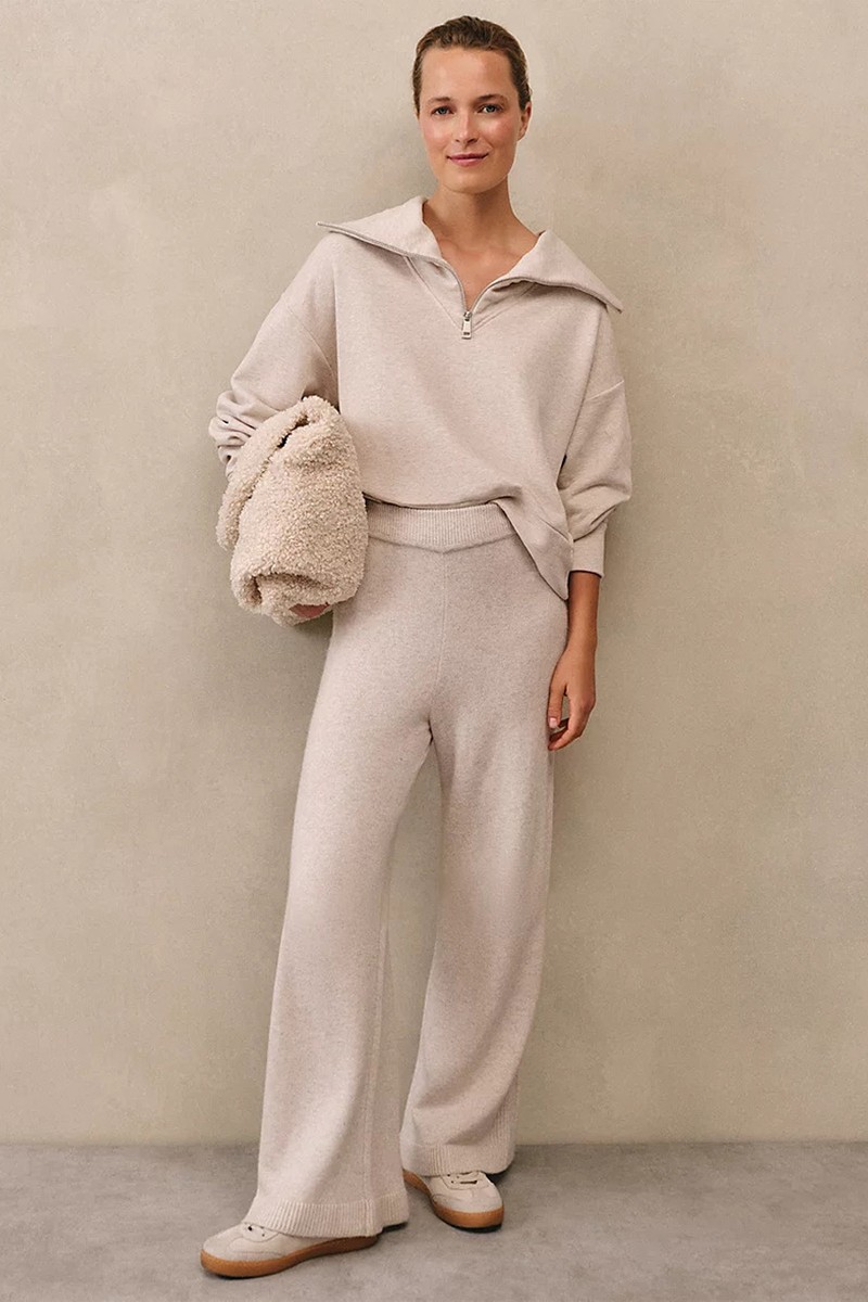 Ribbed Wide Leg Trousers