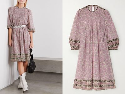 Vanille Pintucked Floral-Print Cotton-Voile Midi Dress from Isabel Marant Étoile