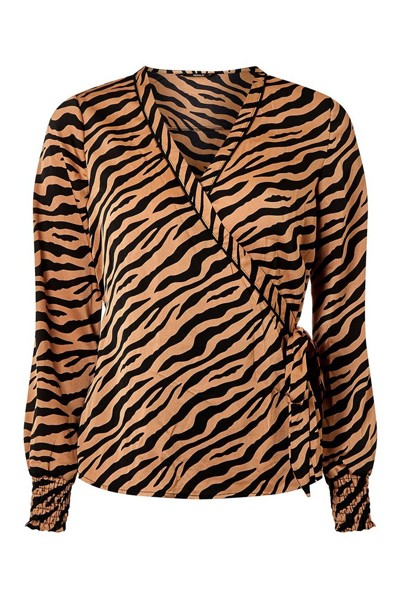 Zebra Print Wrap Blouse