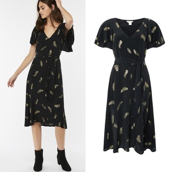 Fira Feather Print Midi Dress