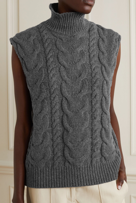 Cable-Knit Merino Wool Turtleneck Vest from Frame