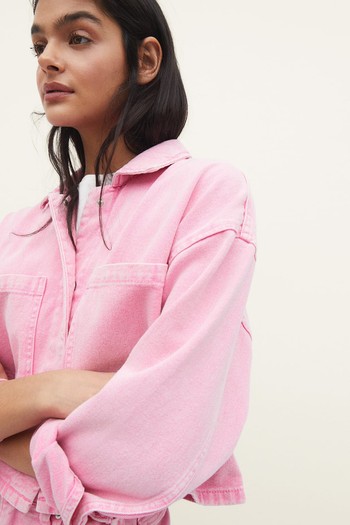 Cropped Twill Overshirt  from Stradivarius