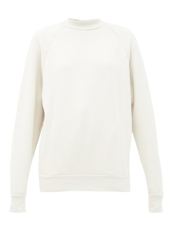 High-Neck Brushed-Back Cotton Sweatshirt