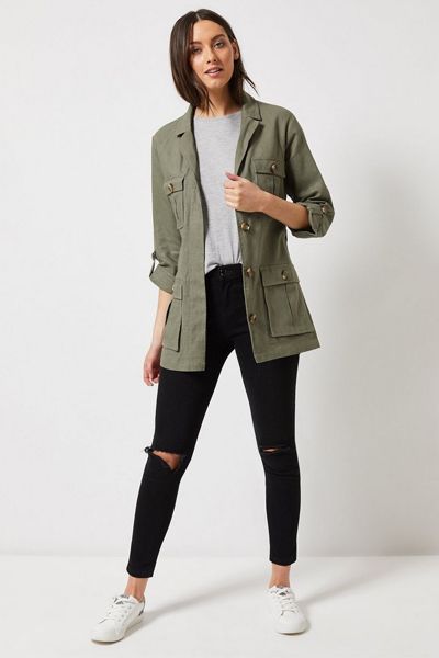 Khaki Linen Safari Jacket