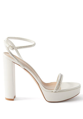 Crystal-Embellished Platform Leather Sandals from Gianvito Rossi
