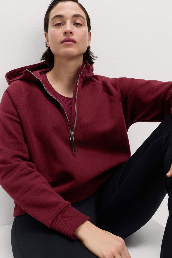 Cotton Rich Half Zip Relaxed Hoodie
