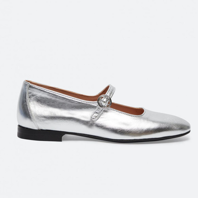 Coralie Silver Leather Mary Janes from Carel