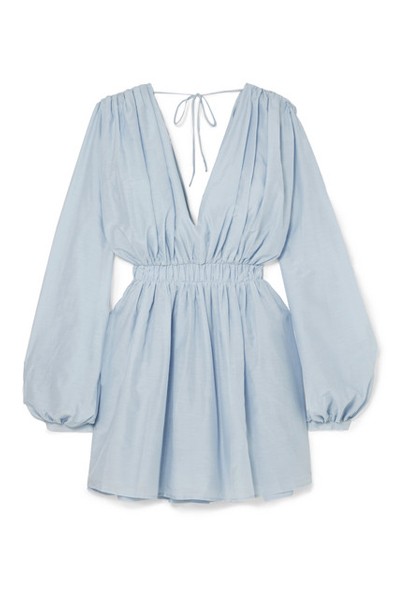 Gathered Cotton & Silk-Blend Mini Dress from Matin