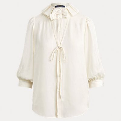 Ruffle-Collar Satin Shirt