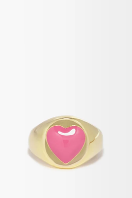 Heart Enamel Signet Ring from Wilhemina Garcia