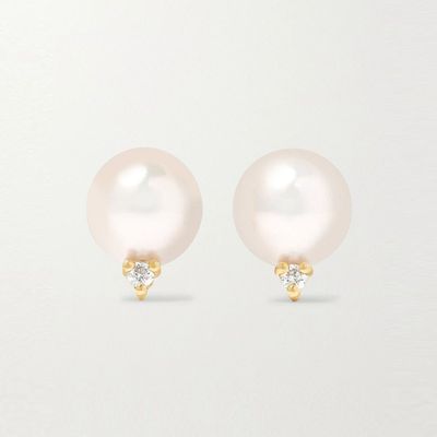 14-Karat Gold, Pearl & Diamond Earrings from Mizuki