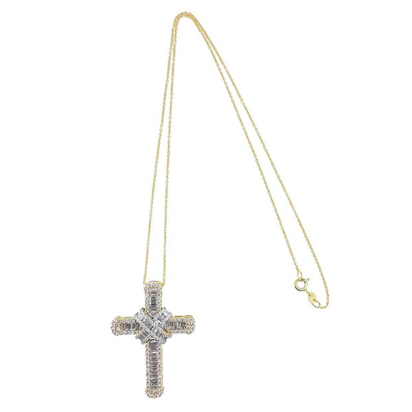 A Diamond Set Cross And Chain