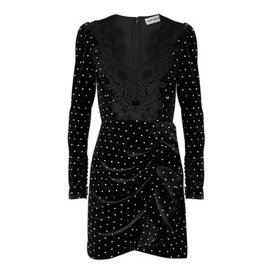 Black Crystal-Embellished Velvet Mini Dress from Self-Portrait