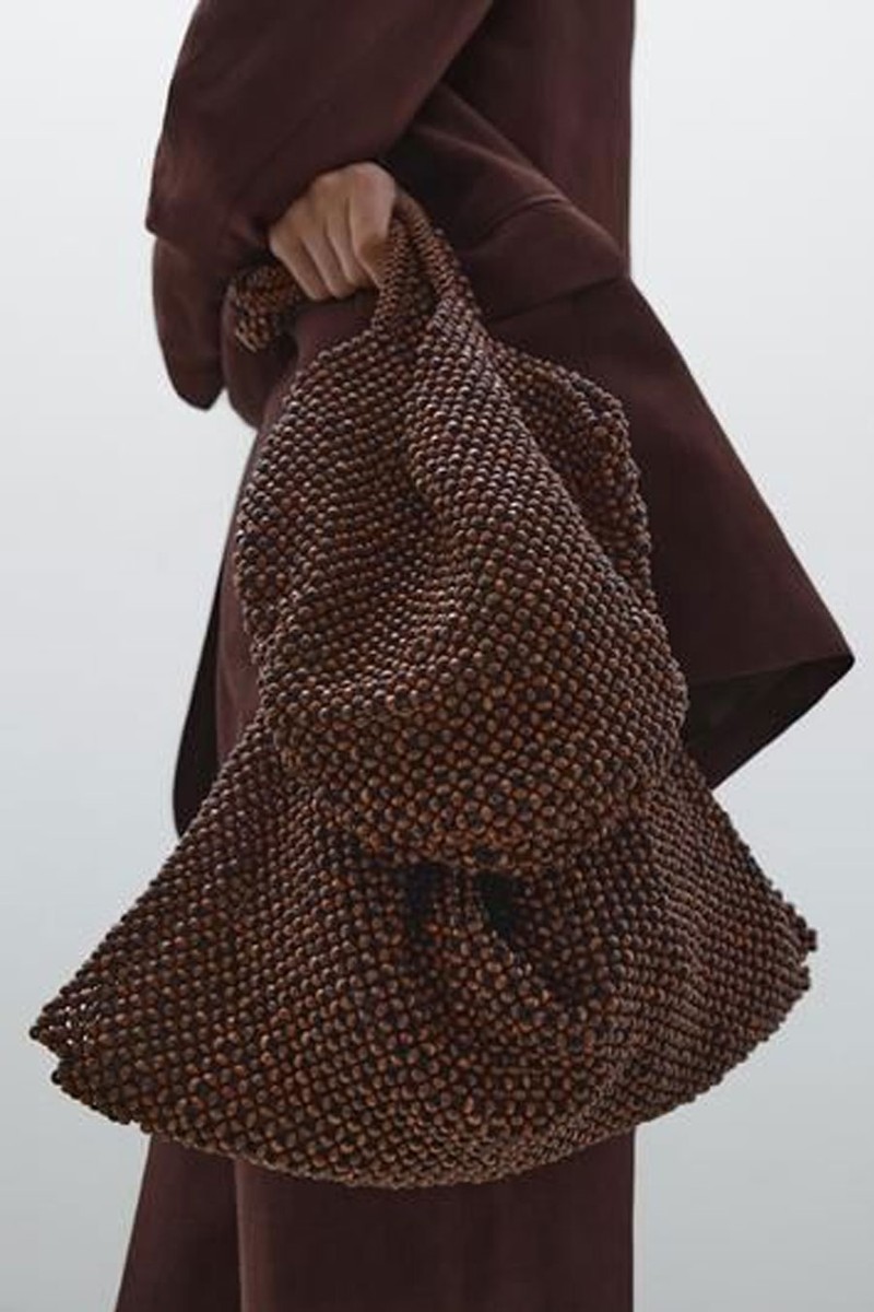 Wooden Shoulder Satchel Bag from Massimo Dutti