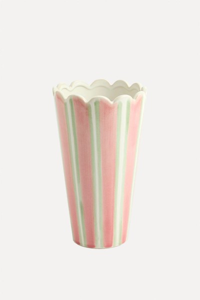 Striped Scallop Edge Ceramic Vase from Marks & Spencer