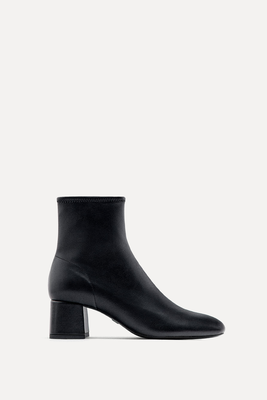 Elasticated Block Heel Ankle Boots from Zara