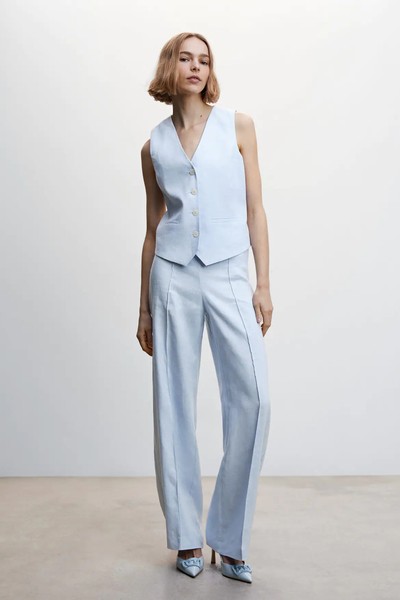 100% Linen Wideleg Trousers from Mango