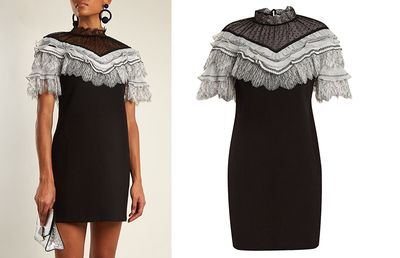 Lace-Trimmed Short-Sleeved Cady Dress