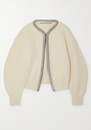 Crystal-Embellished Wool-Blend Cardigan from Alexander Wang