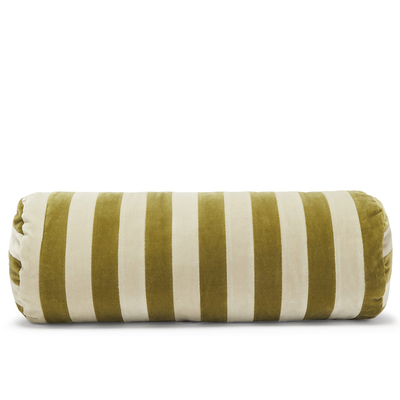 Cylindrical Striped Cotton-Velvet Bolster Cushion from Christina Lundsteen